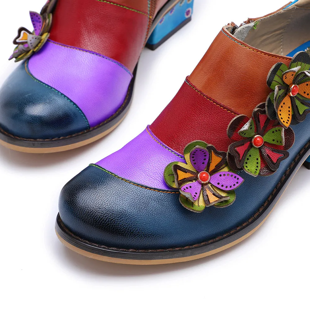 Retro Contrasting Color Comfortable Four-season Shoes Brock Leather Shoes