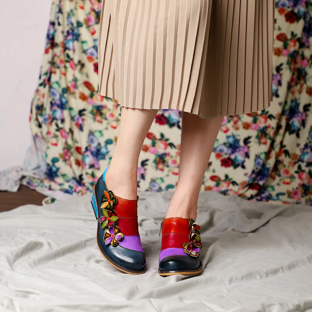 Retro Contrasting Color Comfortable Four-season Shoes Brock Leather Shoes