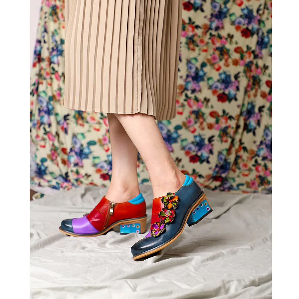 Retro Contrasting Color Comfortable Four-season Shoes Brock Leather Shoes