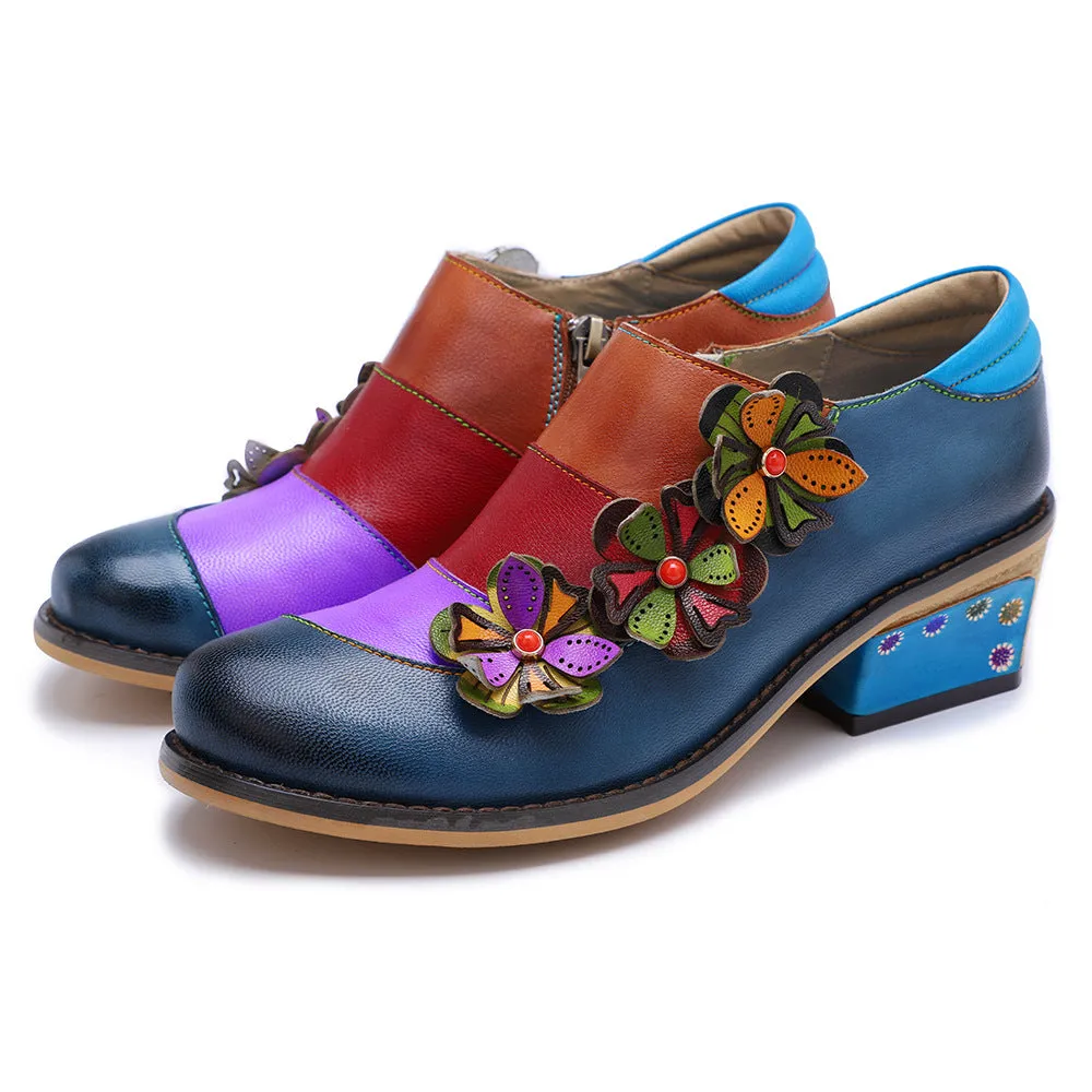 Retro Contrasting Color Comfortable Four-season Shoes Brock Leather Shoes