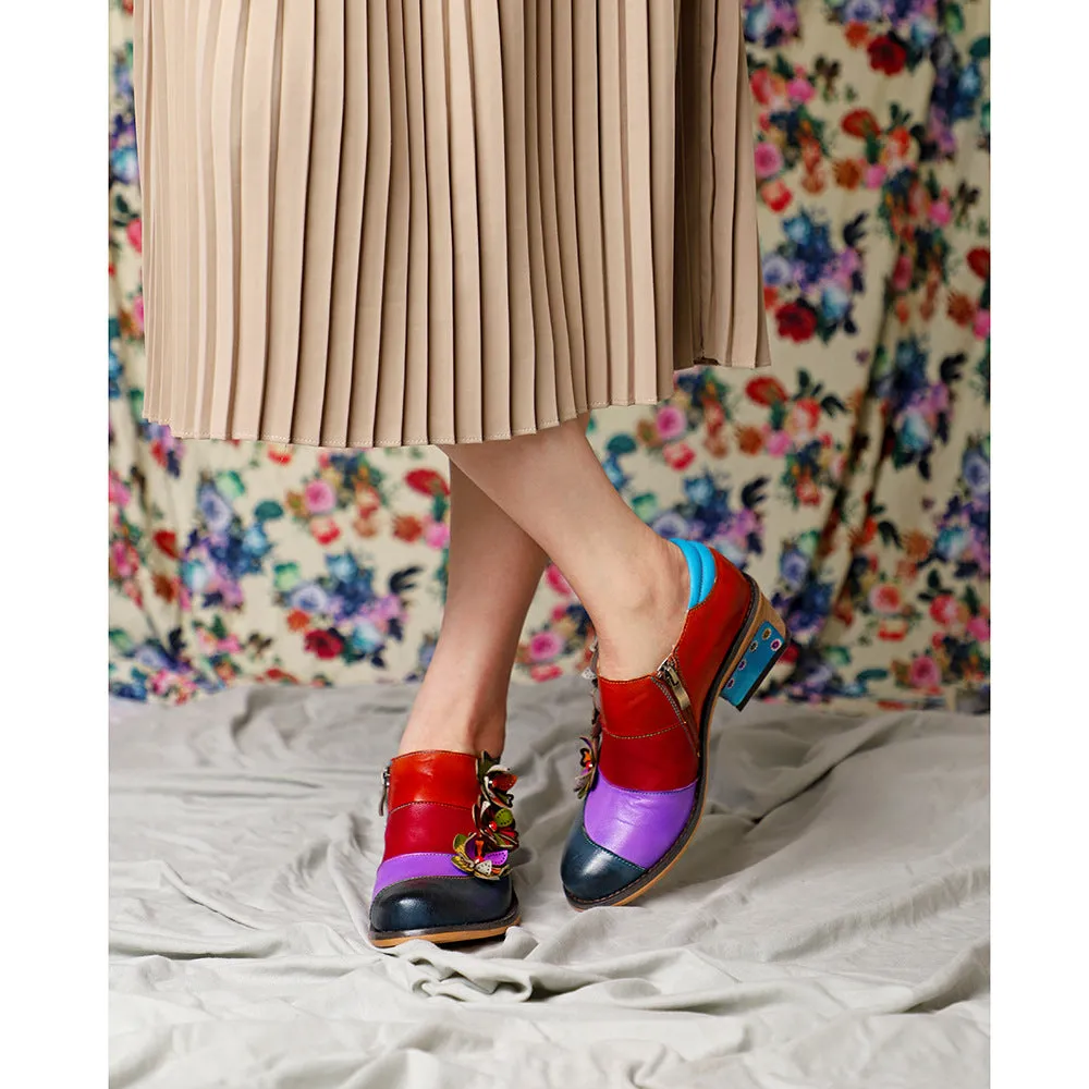 Retro Contrasting Color Comfortable Four-season Shoes Brock Leather Shoes