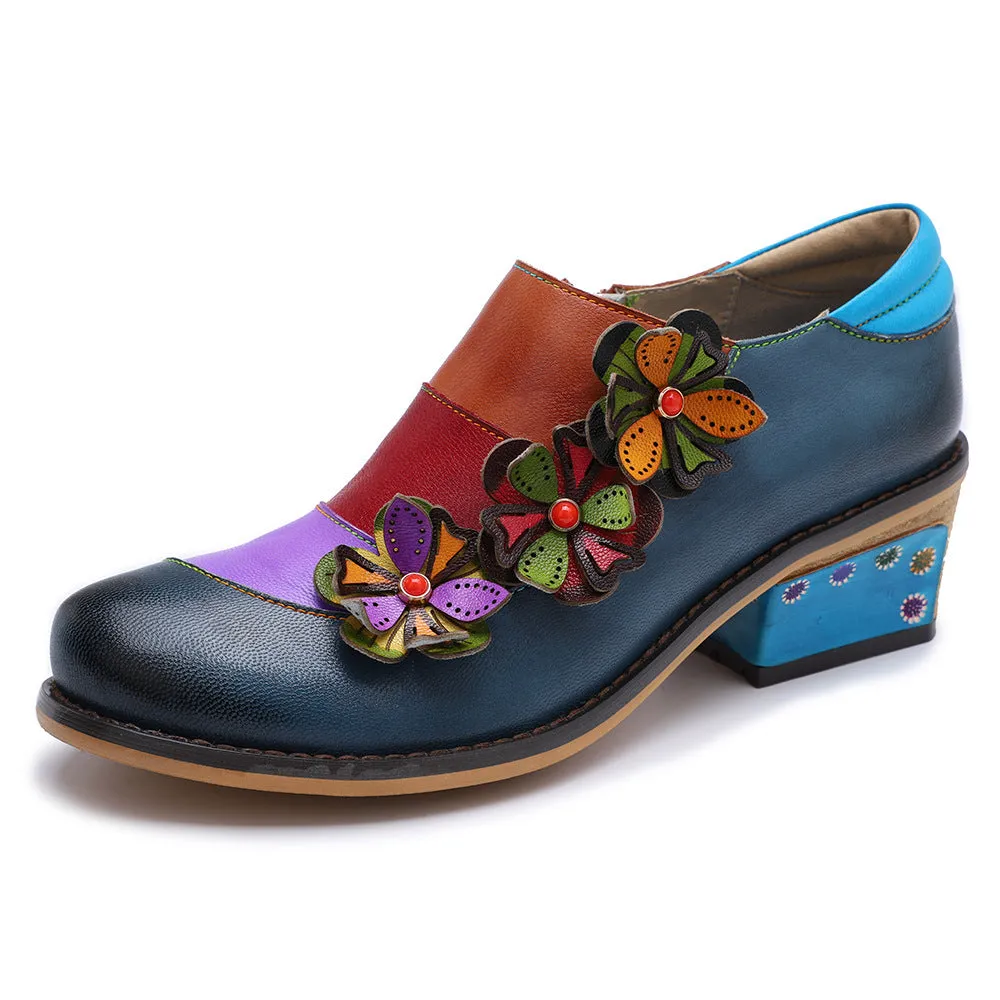 Retro Contrasting Color Comfortable Four-season Shoes Brock Leather Shoes
