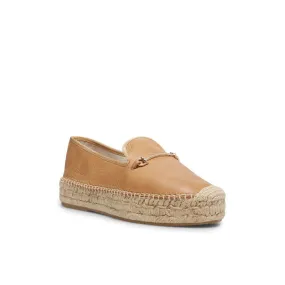Steve Madden Women's Ellaine Leather Loafer Flatform Espadrilles NATURAL LEATHER