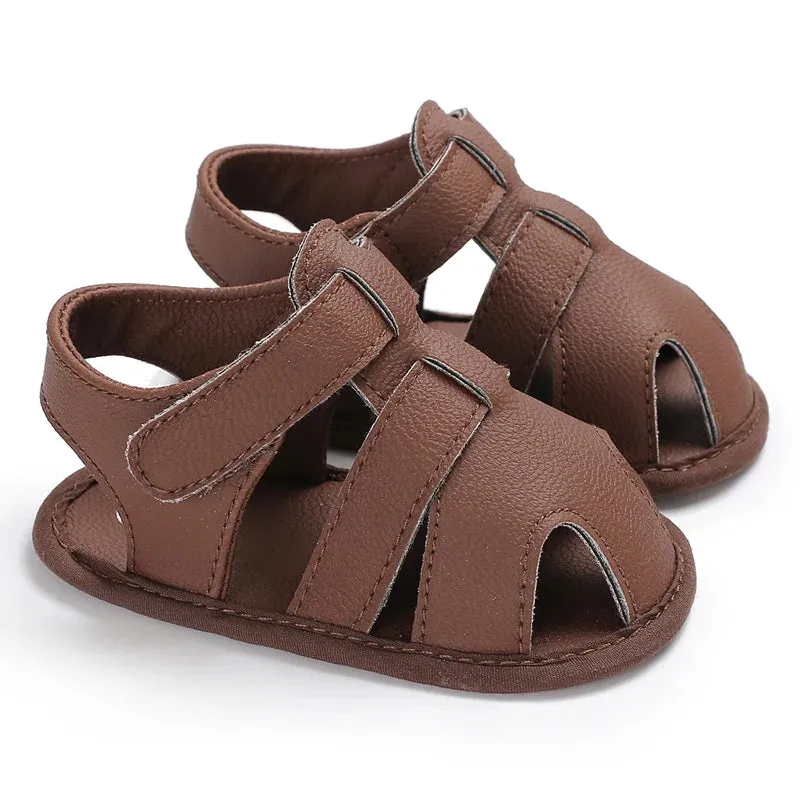 Summer 0-18 Months Baby Sandals Handsome Boys Headband Anti Kick PU Breathable Casual Walking Shoes