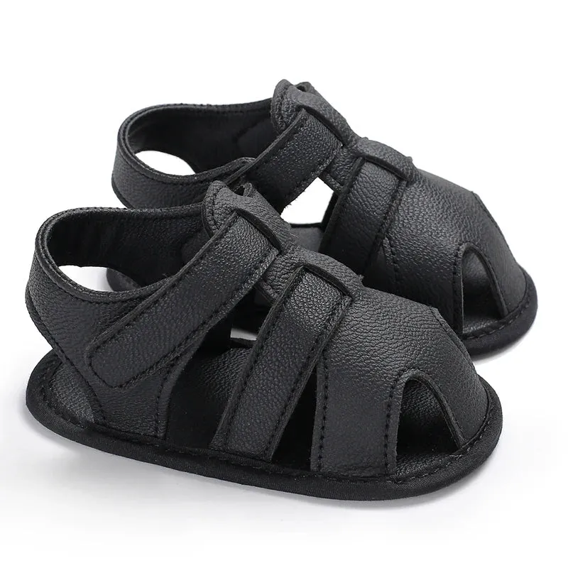 Summer 0-18 Months Baby Sandals Handsome Boys Headband Anti Kick PU Breathable Casual Walking Shoes