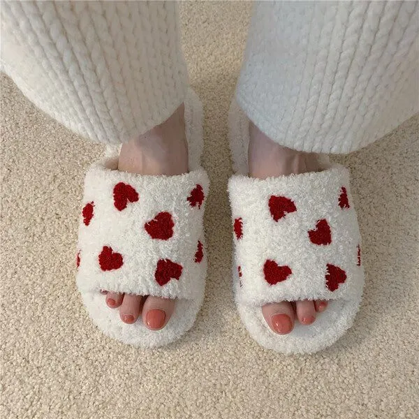 The Valentines Day Plush Slippers: Heart Slippers