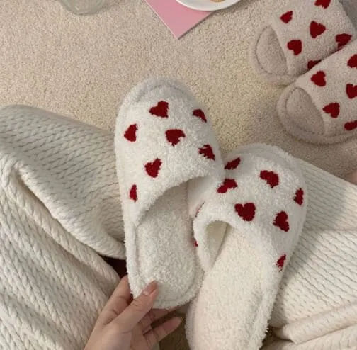 The Valentines Day Plush Slippers: Heart Slippers