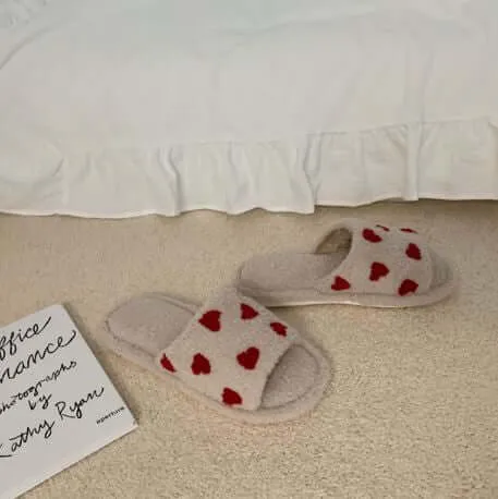 The Valentines Day Plush Slippers: Heart Slippers