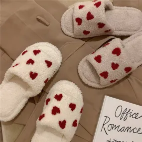 The Valentines Day Plush Slippers: Heart Slippers