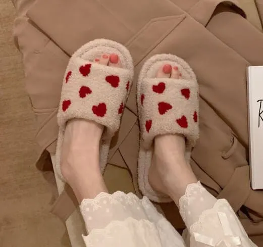 The Valentines Day Plush Slippers: Heart Slippers