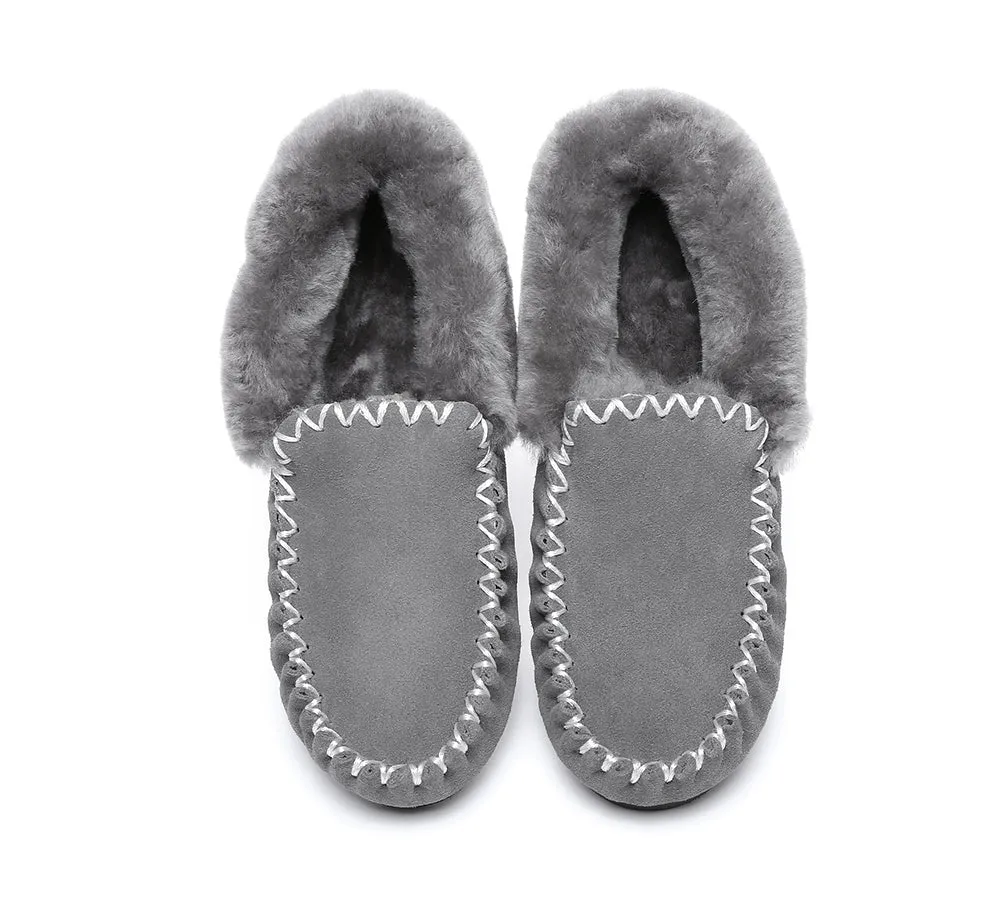UGG Kids Loafers Sheepskin Wool Ankle Slippers Popo Moccasins
