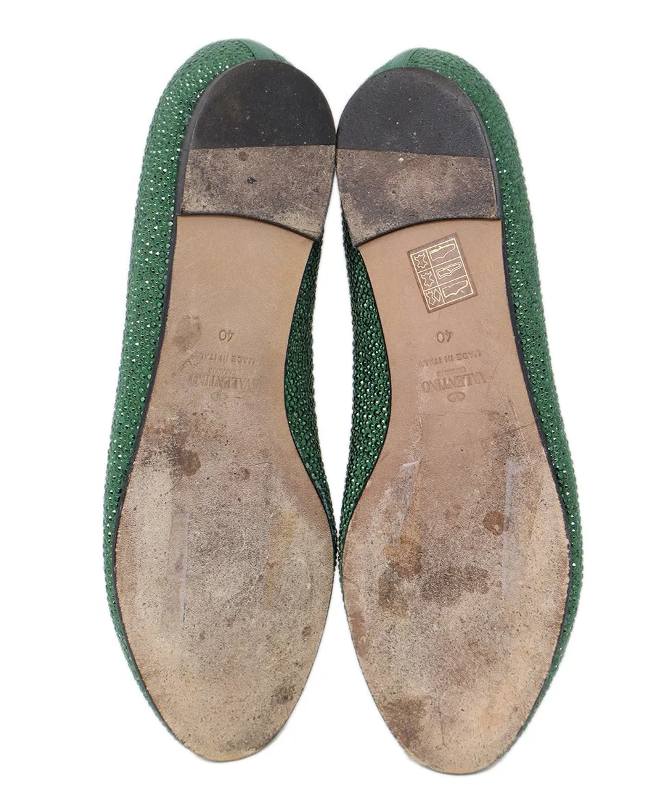 Valentino Green Studded Flats sz 10