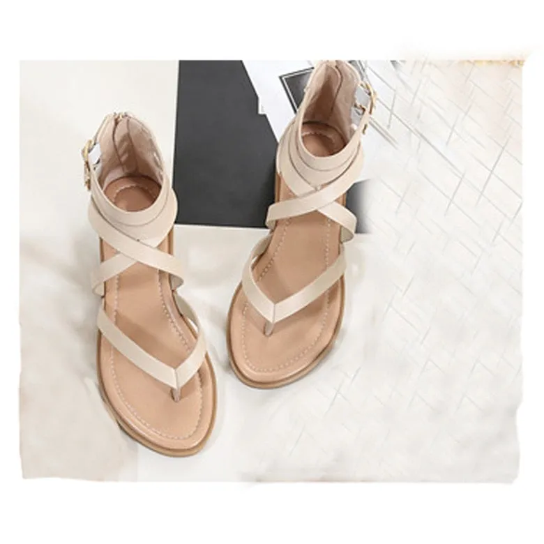Vanccy Summer Ankle Strap Women Flat Sandals