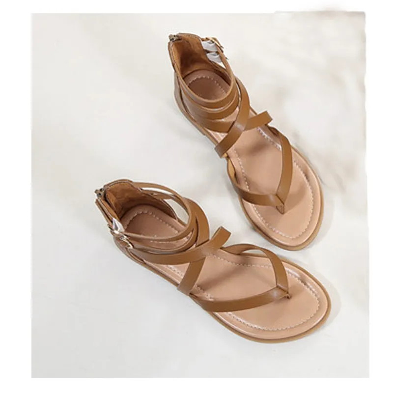 Vanccy Summer Ankle Strap Women Flat Sandals