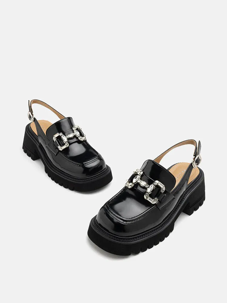 Yasmin Diamante Embellished Buckle Slingback Loafers