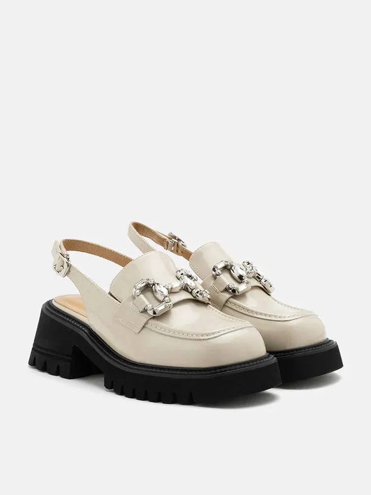 Yasmin Diamante Embellished Buckle Slingback Loafers