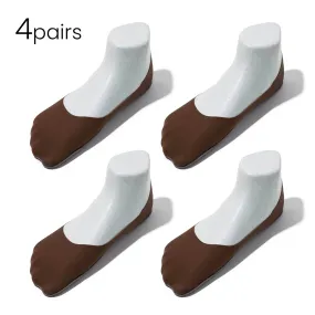 Youth No Show Socks | Mid-cut | Silky Smooth Nylon & Cotton 4 Pairs | Non-slip Guaranteed (Discontinued)